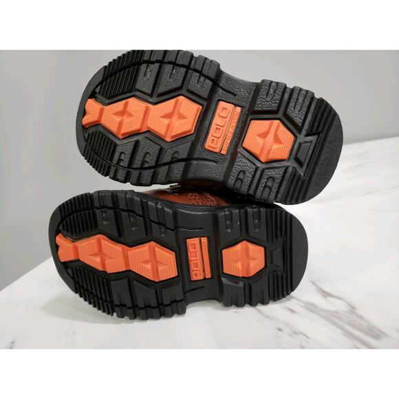 NEW Baby Infant 5 POLO‎ RALPH LAUREN COMBAT BOOTS TYREK BRANDY BROWN BLACK - Picture 4 of 6